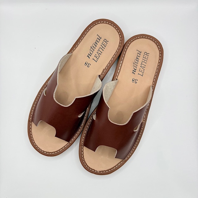 Kapcie damskie skórzane Luna brąz - zdjęcie 3