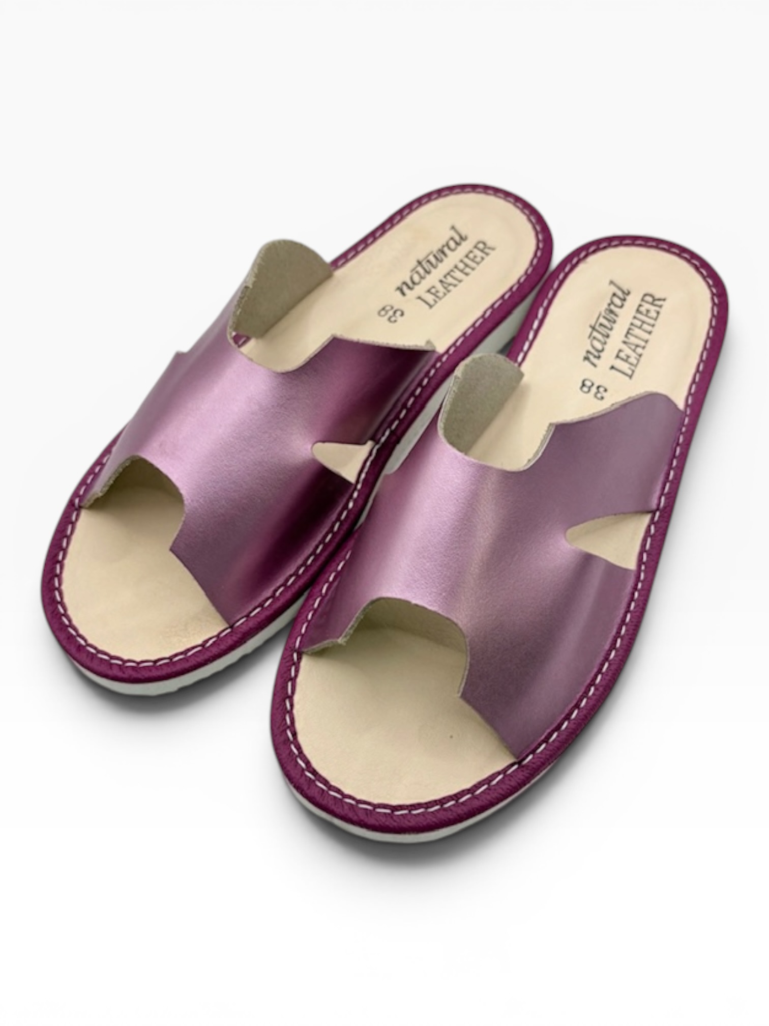 Kapcie damskie skórzane Luna róż