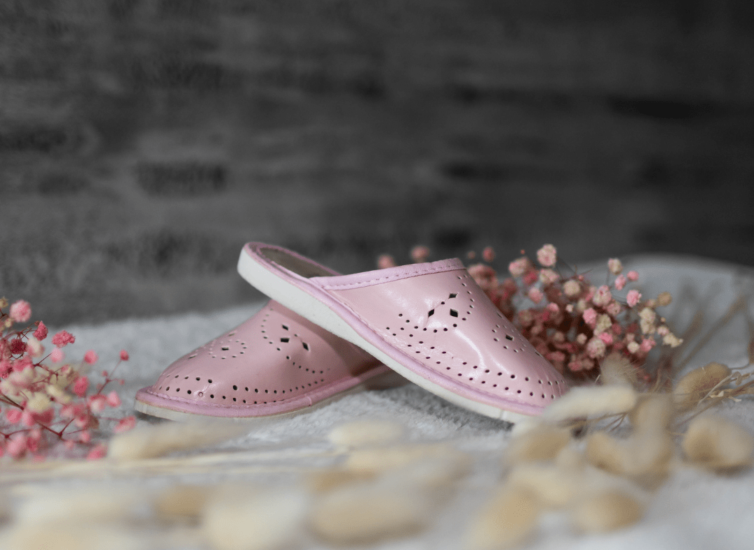 Kapcie dziecięce pełne pudrowy róż