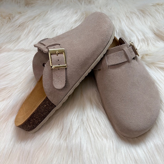 Szare klapki mule damskie - zdjęcie 4