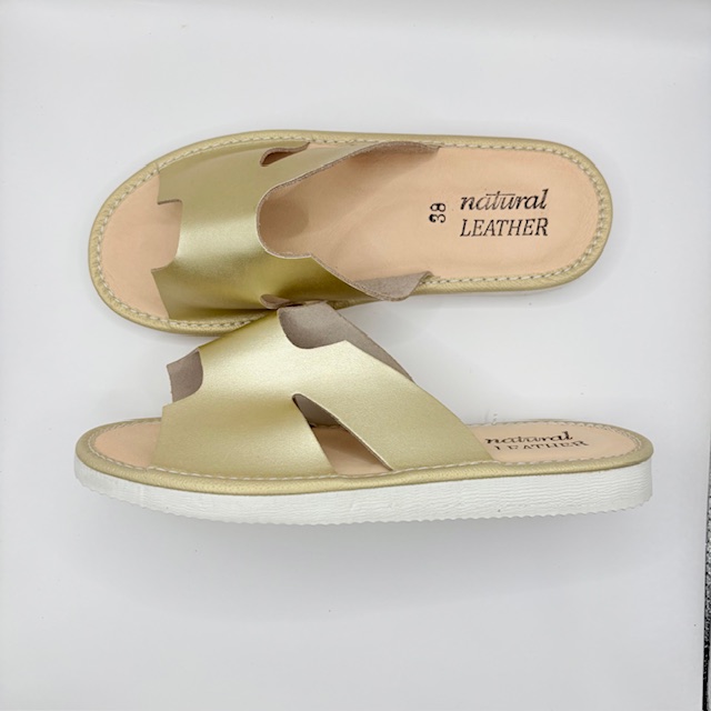 Kapcie damskie skórzane Luna złoty - zdjęcie 2