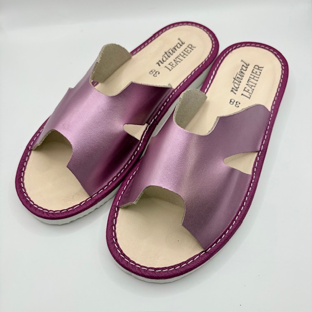 Kapcie damskie skórzane Luna róż