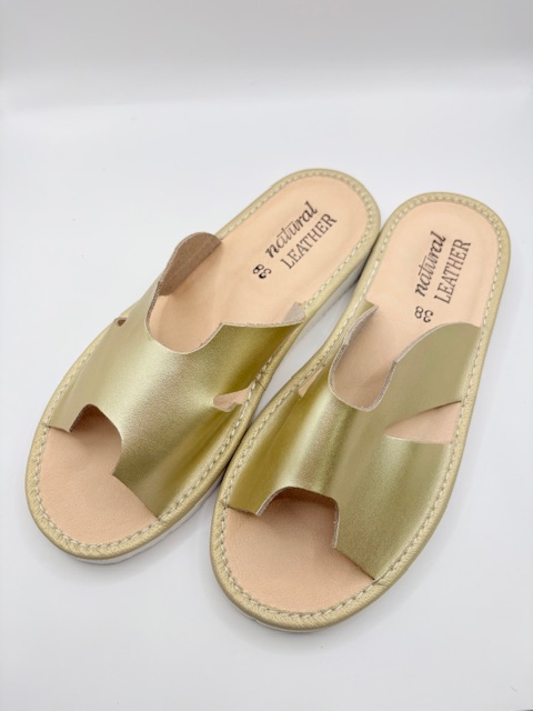 Kapcie damskie skórzane Luna złoty