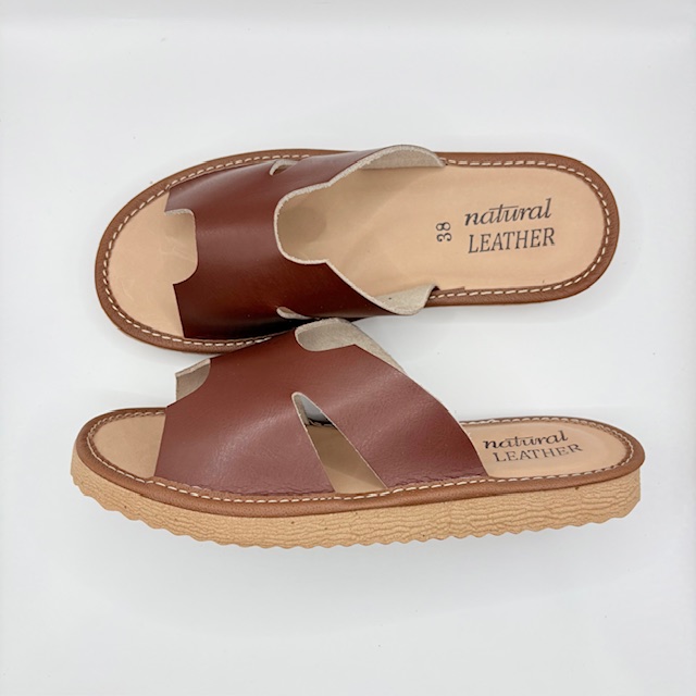 Kapcie damskie skórzane Luna brąz - zdjęcie 2