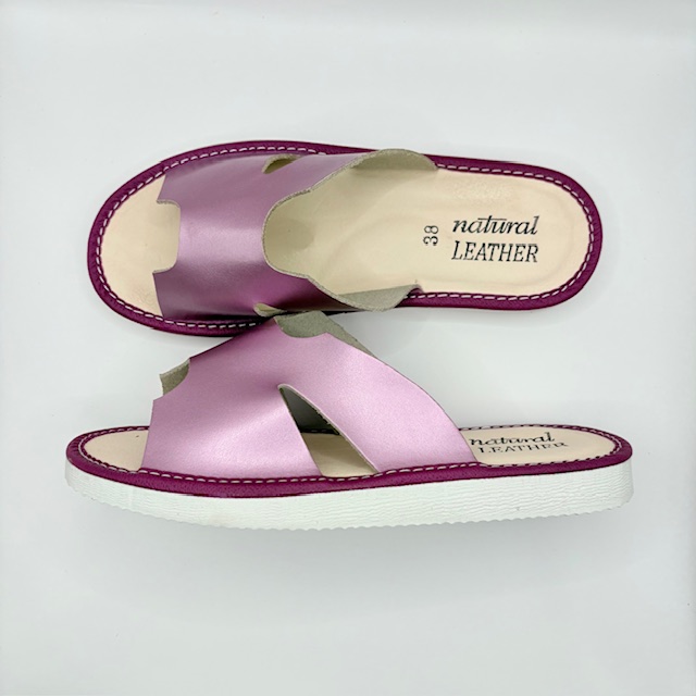 Kapcie damskie skórzane Luna róż - zdjęcie 2