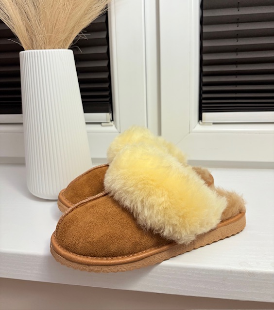 Kapcie damskie skórzane 100% skóra owcza