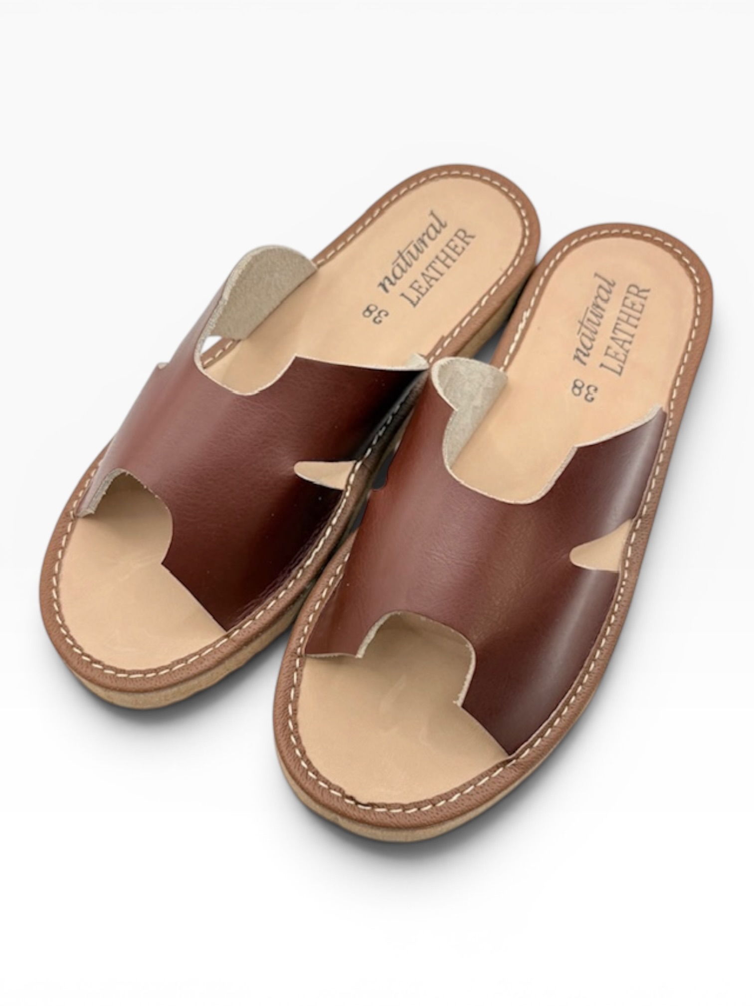 Kapcie damskie skórzane Luna brąz