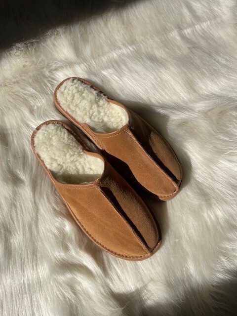 Kapcie męskie skórzane wełna