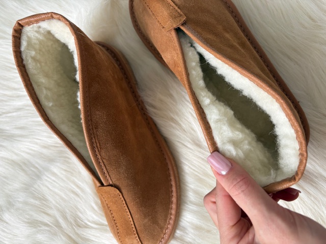 Brązowe bambosze ze skóry naturalnej - zdjęcie 4