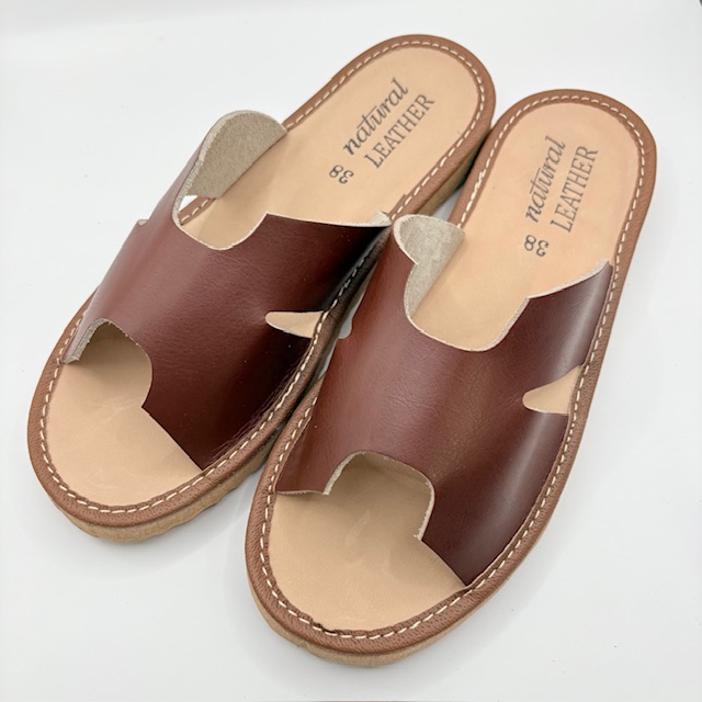 Kapcie damskie skórzane Luna brąz