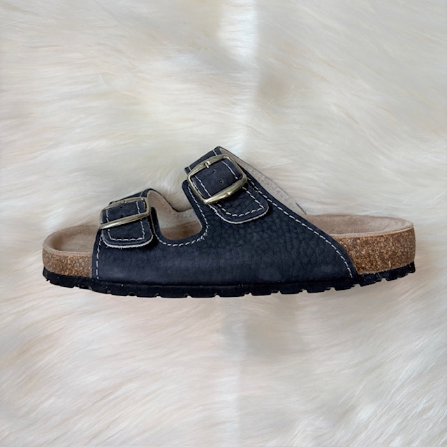 Granatowe klapki z dwoma paskami