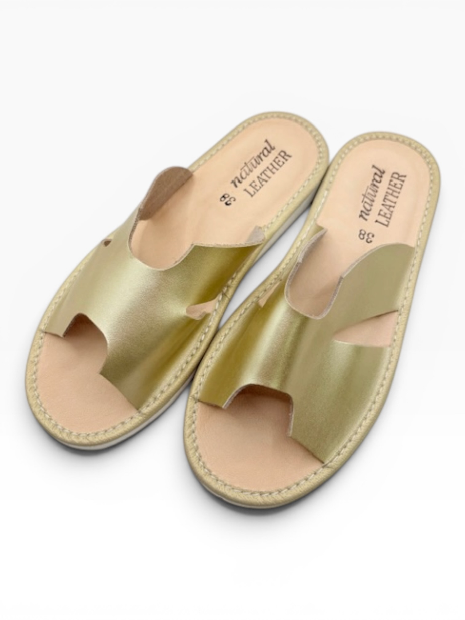 Kapcie damskie skórzane Luna złoty