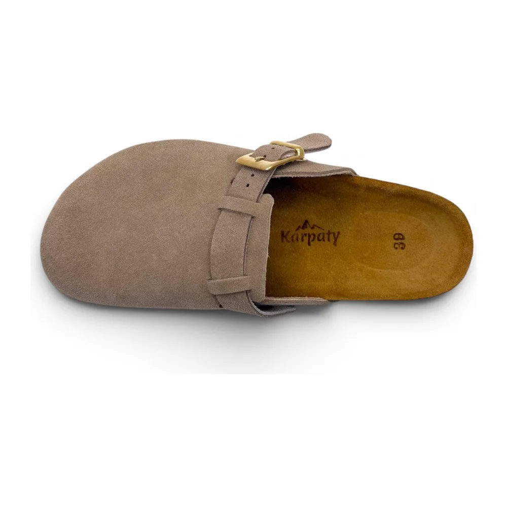 Szare klapki mule damskie — Góra